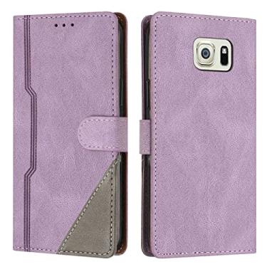 Imagem de Hee Hee Smile Capa carteira com alça de pulso para Samsung Galaxy S6 Premium PU couro bolsa magnética bolso com zíper slots para cartão roxo