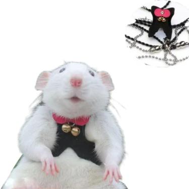 Imagem de Barn Eleven Corda de tração Chipmunk Corda de Corrente Anti-mordida, Colete Ajustável, Arnês de Caminhada de Animais Pequenos com Coleira de Chumbo para Hamster Gerbil Rato Rato Furão Chinchila (Preto com Rosa)