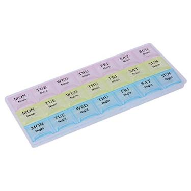 Imagem de Organizador semanal de comprimidos, recipiente portátil para viagem com lembrete de medicamentos, capa transparente com 21 compartimentos para comprimidos, compartimentos de vitaminas e suplementos