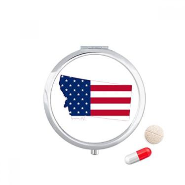 Imagem de Montana USA Mapa de Estrelas Listras Bandeira em Forma de Pílula Porta-Remédio Caixa de Armazenamento Dispensador de Remédio