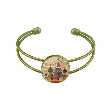Imagem de Bracelete quadrado vermelho da Catedral da Rússia com pulseira aberta retrô