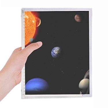 Imagem de Planeta Vermelho Azul Escuro Noite Caderno Diário Folhas Soltas Recarregável Diário Papelaria