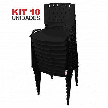 Imagem de Cadeira Empilhável Plástica Preta 10 Unidades - ULTRA Móveis