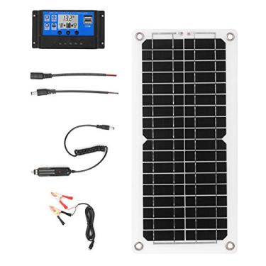 Imagem de Romacci Kit de painel solar 12W 12V com controlador de carga e porta USB Módulo monocristalino fora da grade com SAE Kits de cabo de conexão para barco de camping