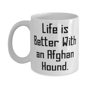 Imagem de Presentes engraçados para cães de galgo afegão, Life is Better With an Afghan Hound, feriado 325 g Caneca de 425 g para cachorro de galgo afegão