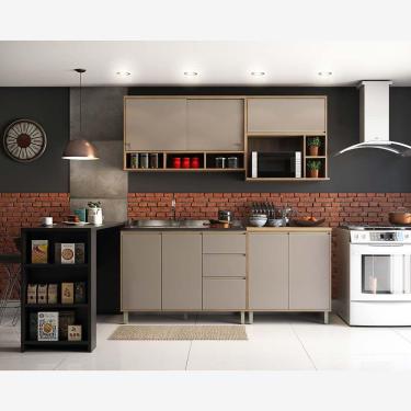 Imagem de Cozinha com Bancada Gourmet Armários Balcões e Nicho Micoondas Luciane Móveis