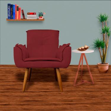 Imagem de Conjunto 2 Poltronas Estofadas Para Consultório Emília Plus Suede Vermelho Bordo - LM DECOR