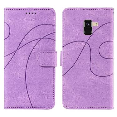 Imagem de Carteira Compatível com Samsung Galaxy A8 2018 Titular de slot para cartão Pulseira destacável Flip Phone Case Capa multifuncional Compatível com Samsung Galaxy A8 2018 (Color : Purple)