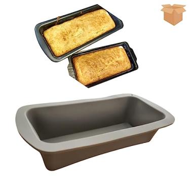 Imagem de kit com 3 pçs Forma Silicone de Assar Pão Torta Bolo Inglês Doces Forno Antiaderente cor Cinza MarmorizadoRetangular