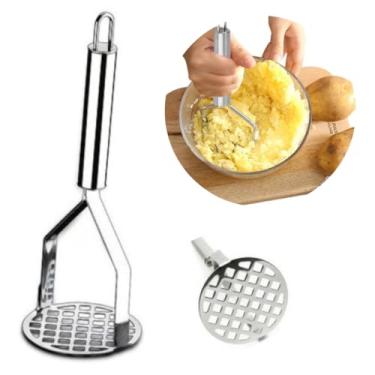 Imagem de Amassador Espremedor de Batatas Legumes Purê Feijão Aço Inox 26cm