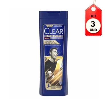 Imagem de Kit C/03 Clear Men Anticaspa Limpeza Profunda Shampoo 400ml