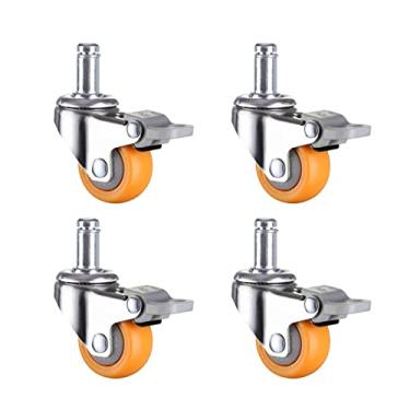 Imagem de Conjunto de rodas de rodízio de 360 graus roda de rodízio laranja giratória 1/1,25/1,5/2 polegadas Rodas de nylon sem ruído para carrinho de compras 1/4 peças rodízios resistentes (cor: 4 peças com freio B, tamanho: 1