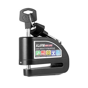 Imagem de DEDC Trava de disco de motocicleta com alarme, cadeado de freio de segurança antifurto para motocicletas e scooter (som de alarme de 110 dB, à prova d'água e pino de bloqueio de 6 mm, 2 chaves)