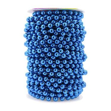Imagem de Mandala Crafts Rolo de pérolas azuis falsas - carretel de corrente de pérolas falsas de 10 mm - 10 metros de fio de pérolas para decoração de festa de casamento de árvore de Natal
