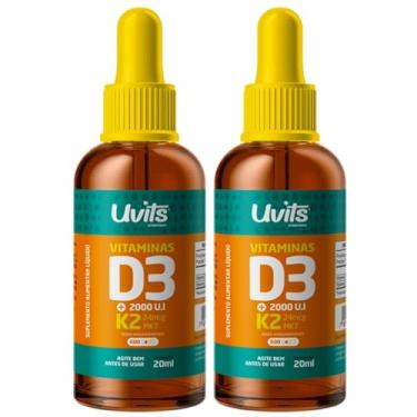 Imagem de 2x Vitamina D3 + K2 Gotas Frasco 20 ml cada - Uvits