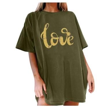 Imagem de T-shirt Do Dia Dos Namorados Da Mulher Tee Impression Camise De Tripulação Grande Blusa Top Blusa