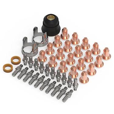 Imagem de YESWELDER Conjunto de 45 peças de consumíveis de tocha de corte a plasma com eletrodo de ponta IPT40 para cortador de plasma YESWELDER CUT-65DS CUT-55DS Pro