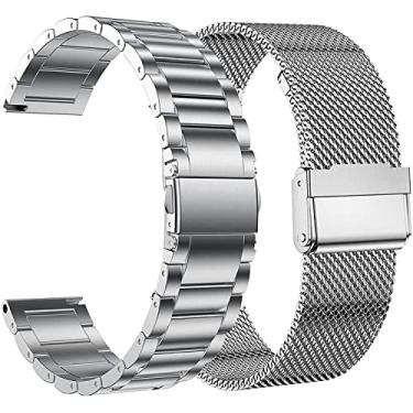 Imagem de EANWireless Pulseira de substituição de 22 mm compatível com Garmin Vivoactive 4 de 45 mm/Venu 2 de 45 mm, pulseira de metal de aço inoxidável e milanesa para Forerunner 745/265/255/255 Music de 46