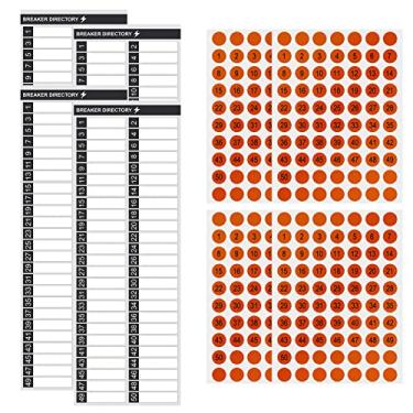 Imagem de 8 etiquetas de painel elétrico, painel disjuntor, fusível, caixa elétrica, etiquetas de identificação central, adesivos, até 50 entradas com adesivos redondos para uso comercial doméstico, branco
