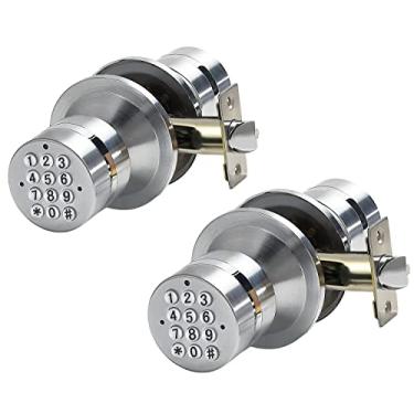 Imagem de Fechadura de porta de teclado com alça, maçaneta eletrônica sem chave, trava automática 3s, trava à prova d'água, bateria reserva, luz de fundo, zinco, fácil de instalar, ótimo para casa, hotel,