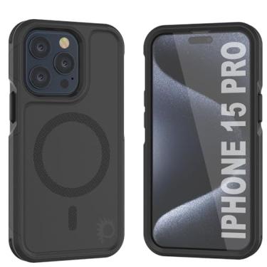 Imagem de PunkCase Capa para iPhone 15 Pro [Spartan 2.0] Capa resistente transparente com película protetora de tela de vidro temperado | Proteção total ultrafina 360 para iPhone 15 Pro (2023) (6,1 polegadas) [preta]