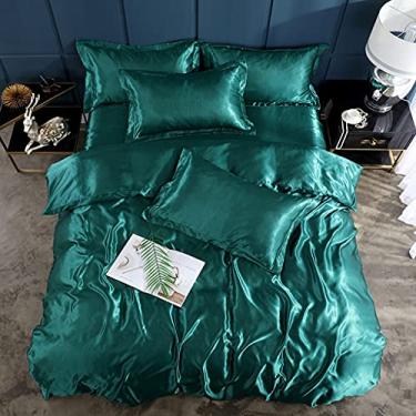 Imagem de Conjunto de cama de cor sólida rayon conjunto de capa de edredom jogo de cama de casal solteiro (cor: E, tamanho: tamanho queen 3 peças) (E tamanho solteiro 4 peças)