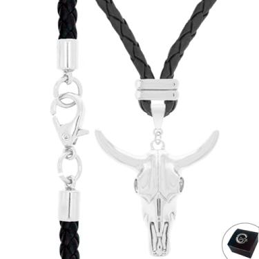 Imagem de GRANADO ACESSÓRIOS, Colar Cordão Trançado Cabeça de Boi com Fechamento Mosquete em Aço Inoxidável - AM