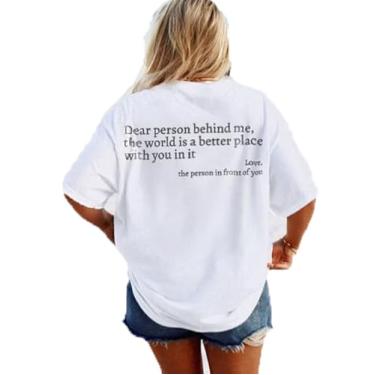 Imagem de Cinyifaan Camisetas casuais vintage com estampa de letras, camisetas confortáveis de manga curta para meninas e meninos, Branco, GG