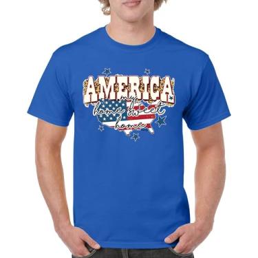 Imagem de Camiseta masculina America My Home Sweet Home 4th of July Stars and Stripes Pride American Dream Patriotic USA Flag, Azul, G