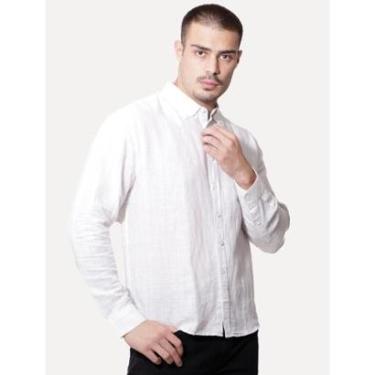 Imagem de Camisa Ellus Masculina Linen Stripe Mark Classic-Masculino