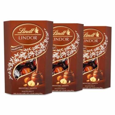 Imagem de Chocolate Suíço Lindt Lindor, 3 Caixas De Bombom Avelã 200G