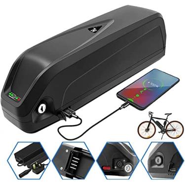 Imagem de Bateria Ebike 52V 20Ah, bateria de íon de lítio para bicicleta elétrica, com trava segura e luz indicadora LED USB + carregador, para kit de conversão de bicicleta de montanha 1500W-50W