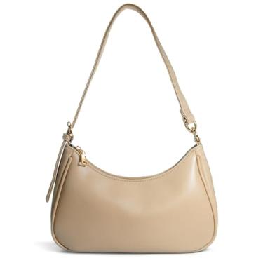 Imagem de Bolsa de ombro feminina crescente, corrente de couro vegano, bolsa cruzada, bolsa conversível, Nude.