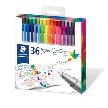 Imagem de Staedtler Conjunto de canetas coloridas, conjunto de 36 cores sortidas (canetas Triplus Fineliner)