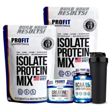 Imagem de Kit 2x Whey Isolate Protein Mix 900g + Bcaa + Creatina + Coq - Profit (Creme de avelã)