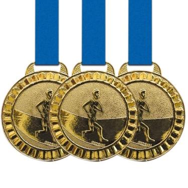 Imagem de Kit 60 Medalhas De Corrida Atleta Competição 4.5cm Metal ouro