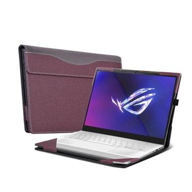 Imagem de Capa para laptop ASUS ROG Zephyrus - G14 (2024) GA403 | GA403UV | GA403UI | Capa à prova de quedas com tudo incluído, capa de bolso interno de couro PU de 14 polegadas (vinho vermelho)