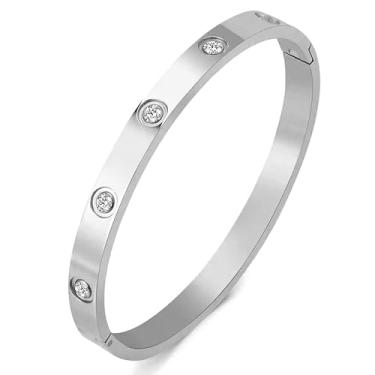 Imagem de Carweilon Pulseira de ouro 18K com 10 peças de elementos de cristais, pulseira masculina e feminina, conjunto de joias com perímetro de 18 a 19 cm, 7.5Inch Perimeter, Aço inoxidável