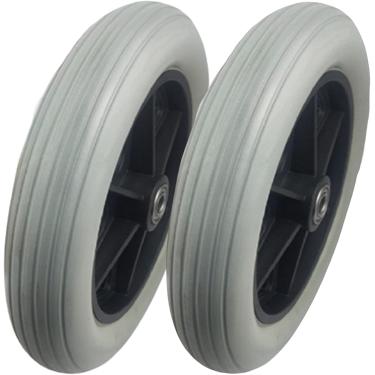Imagem de Rodas dianteiras de reposição para cadeiras de rodas com deficiência, rodas de pneus sólidos de PU, rolamentos de 8 mm, 2 peças, cinza, 7 pol./17,5 cm