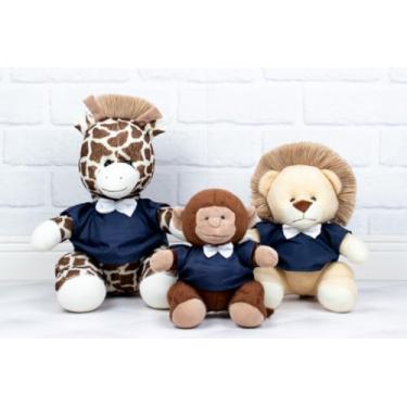Imagem de Conjunto de 3 Pelúcia Safari, Macaco 15 cm, Leão 18 cm e Girafa 22 cm (MARINHO LISO)