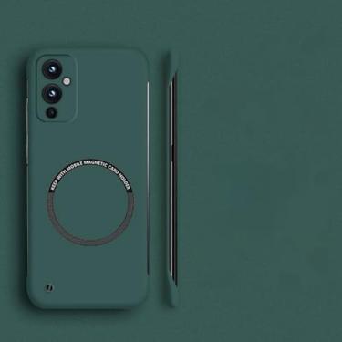 Imagem de Capa de telefone magnética sem moldura para PC rígido para Oneplus 10 Pro 9R 9RT 10R 10T 11 9 8T 7T 8 7 Pro capa fina fosca, verde escuro, para 11