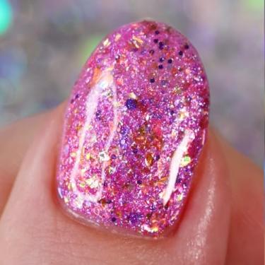 Imagem de Whats Up Nails - Pinkoween Party Nail Polish Hot Pink with Purple Glitter Orange Gold Flakies Blue Shimmer Lacquer Varnish Made in USA 21 free Cruelty Free Vegan Clean