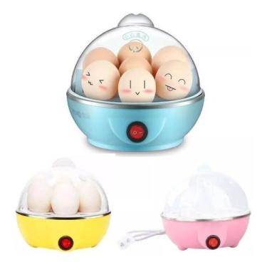 Imagem de Aparelho Cozedor Eletrico Vapor Cozinhar Ovos Egg Azul Rosa Amarelo, 1