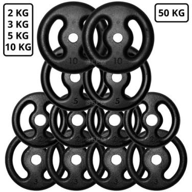 Imagem de Kit 50Kg em Anilhas de Ferro Fundido Kit com 12 Peças - SEPO