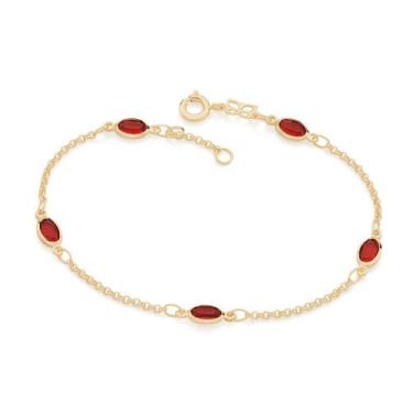 Imagem de Pulseira banhado ouro 3x 24k 18k e 22k feminina colorida pedra elo por