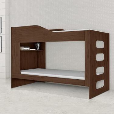 Imagem de Beliche com Prateleira 100% MDF Resistente Hibisco - Incabrás, AMENDOA