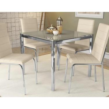 Imagem de Kit Conjunto Mesa Quadrada 4 Cadeiras 90 x 90 cm Sala de Jantar Cozinh