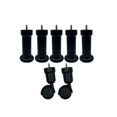 Imagem de Kit 7 Pé para Cama Box ou Baú casal - 5 fixos e 2 rodízios  - Pé cama 