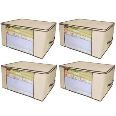 Imagem de Caixa organizadora de roupa de cama organiz em tnt com tampa e visor 6