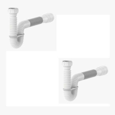 Imagem de Kit2pcs-Sifão Sanfonado Tubo Extensivo Universal Branco - Blukit